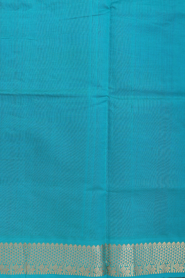 Semi Silk Cotton Saree In Royal Blue With Zari Border