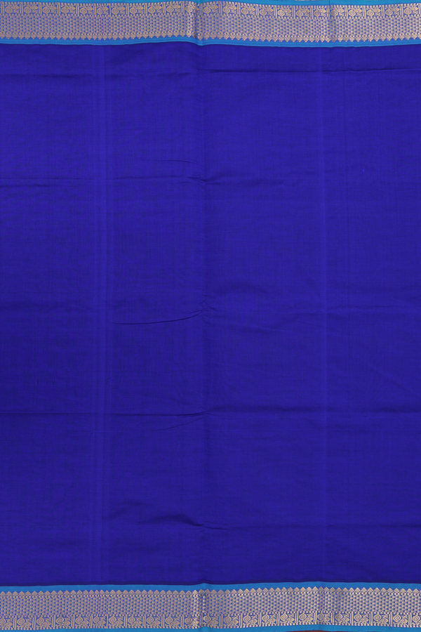 Semi Silk Cotton Saree In Royal Blue With Zari Border
