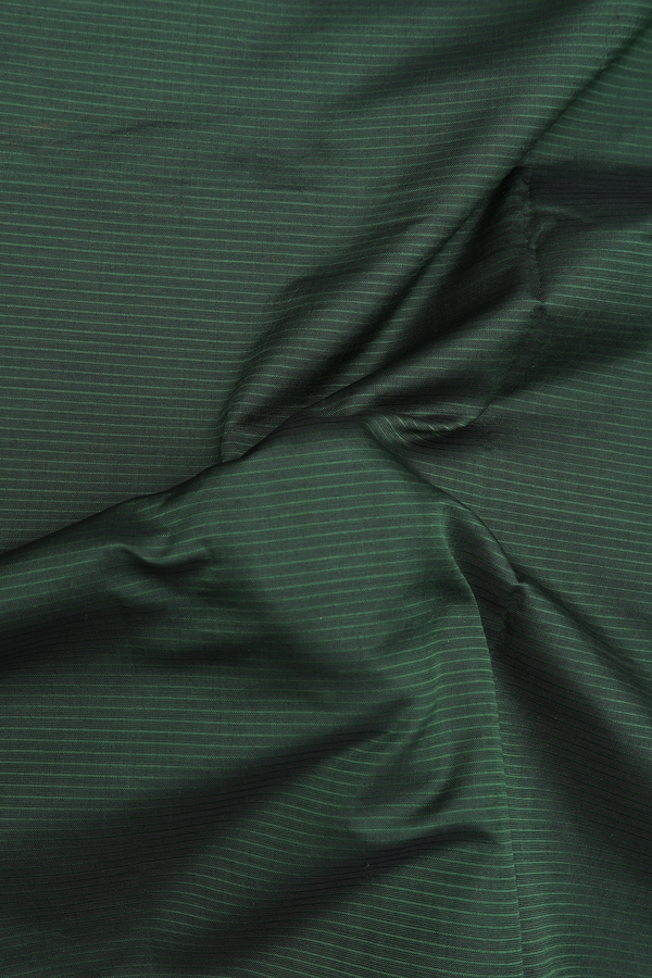 Semi Silk Cotton Saree In Bottle Green With Stripes Design