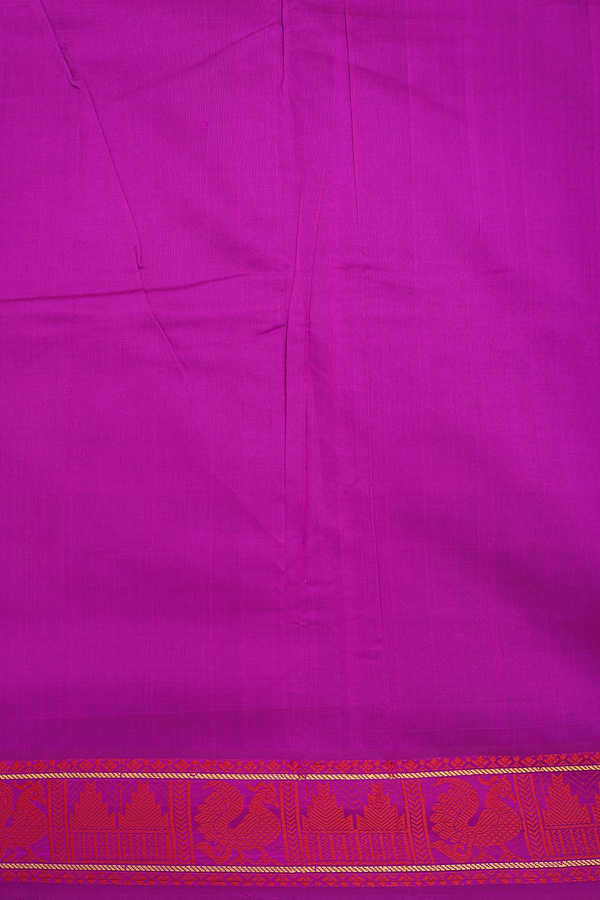 Semi Silk Cotton Saree In Blue With Peacock Border