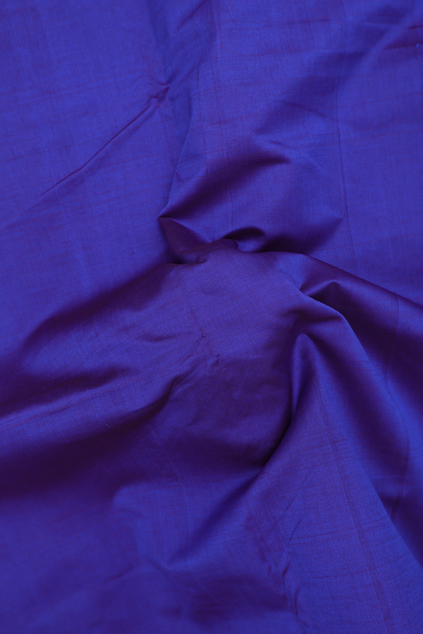 Semi Silk Cotton Saree In Blue With Peacock Border