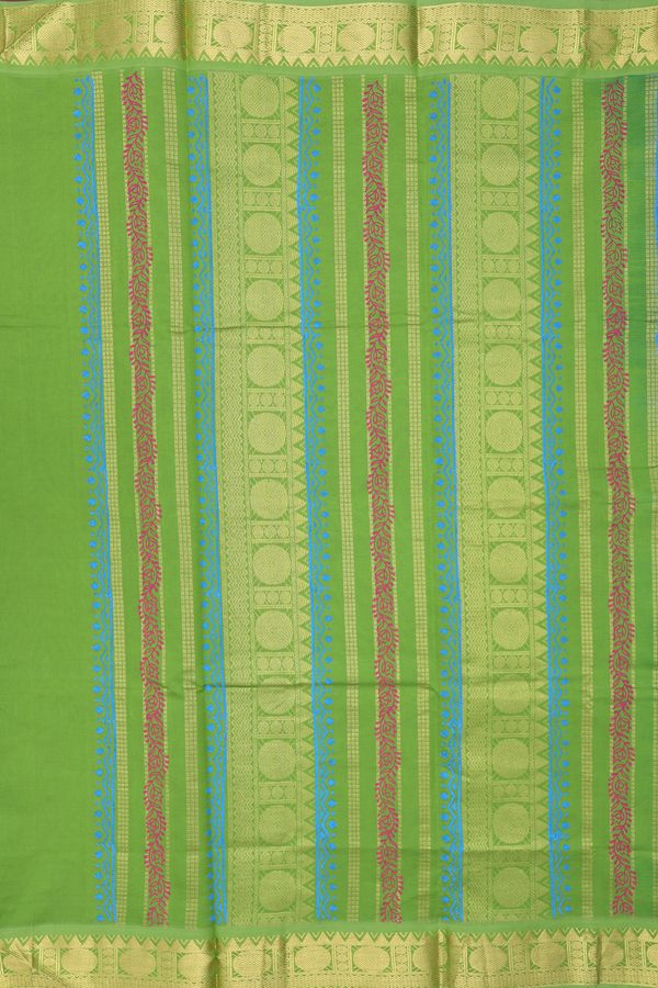 Semi Silk Cotton Saree In Blue With Printed Buttas