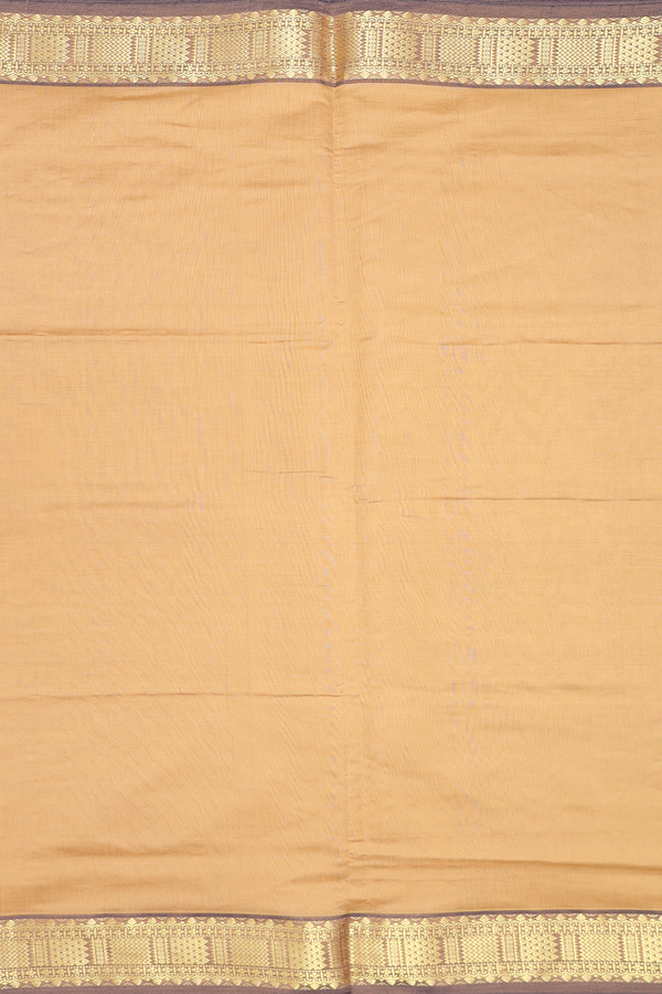 Semi Silk Cotton Saree In Brown With Zari Border