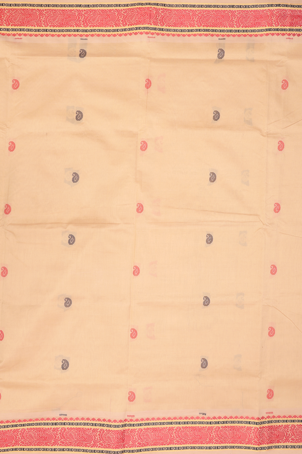 Semi Silk Cotton Saree In Brown With Paisley Buttas