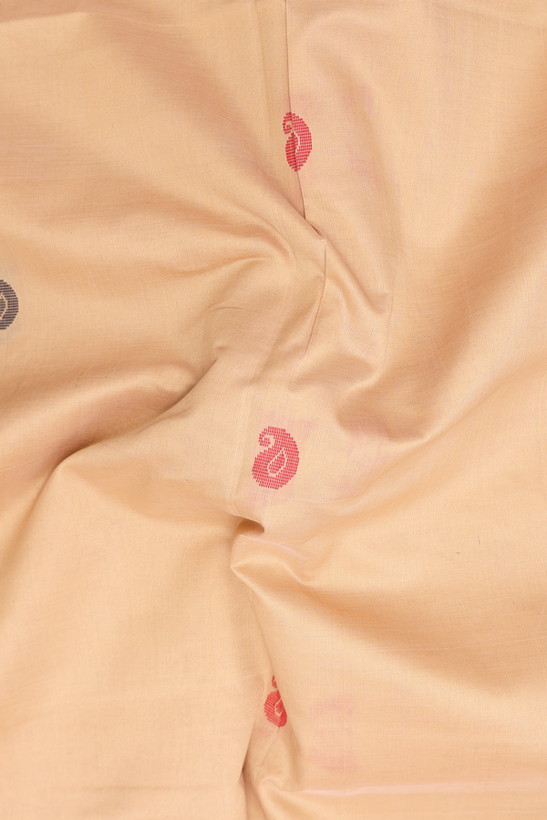 Semi Silk Cotton Saree In Brown With Paisley Buttas