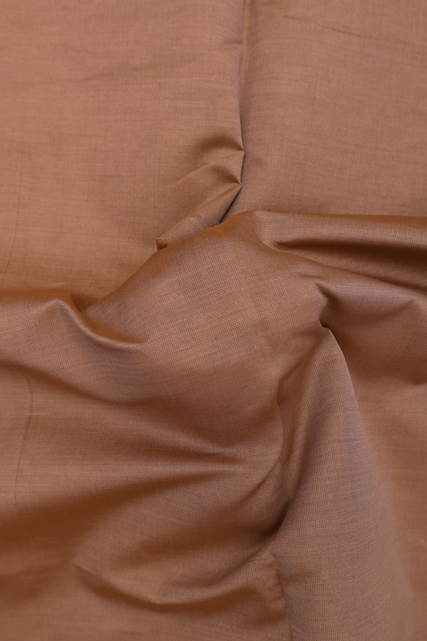 Semi Silk Cotton Saree In Brown With Temple Border