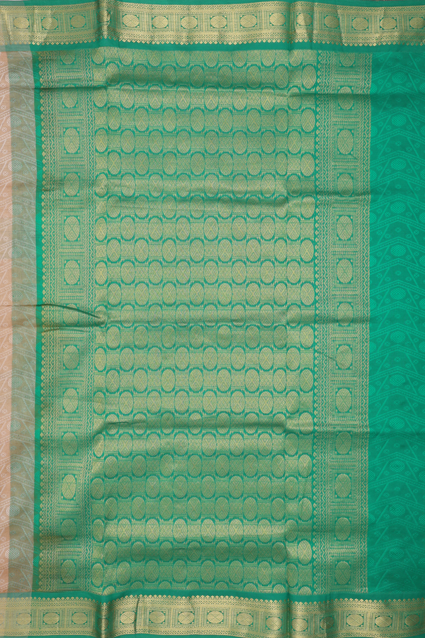 Semi Silk Cotton Saree In Brown With Threadwork Design