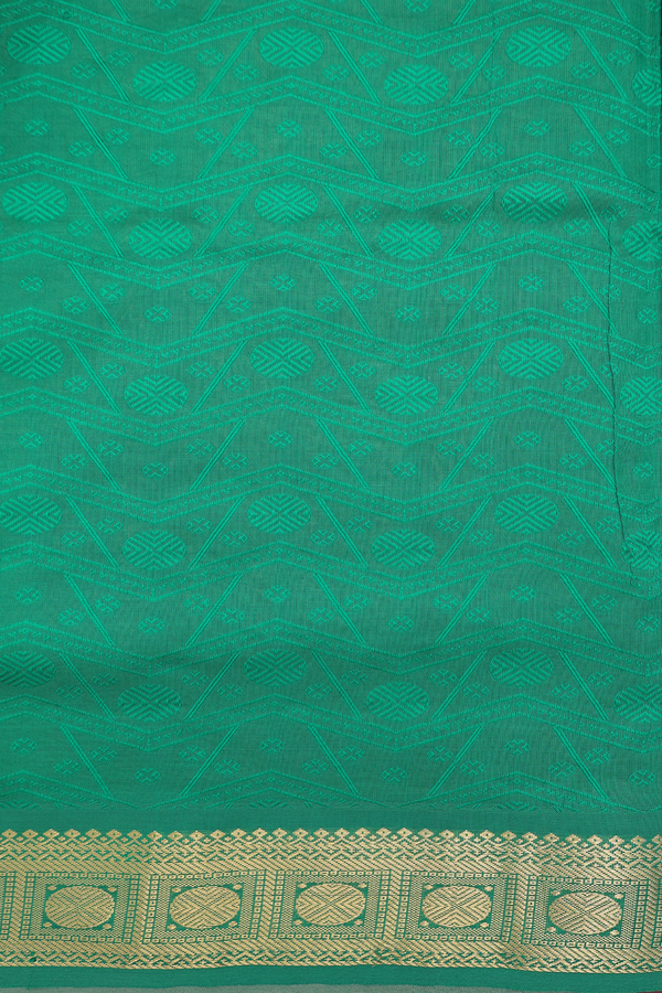 Semi Silk Cotton Saree In Brown With Threadwork Design
