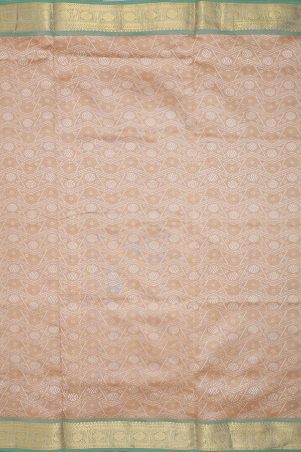 Semi Silk Cotton Saree In Brown With Threadwork Design