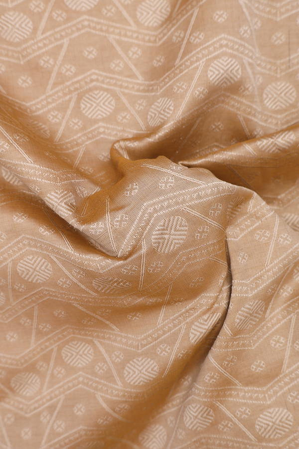 Semi Silk Cotton Saree In Brown With Threadwork Design
