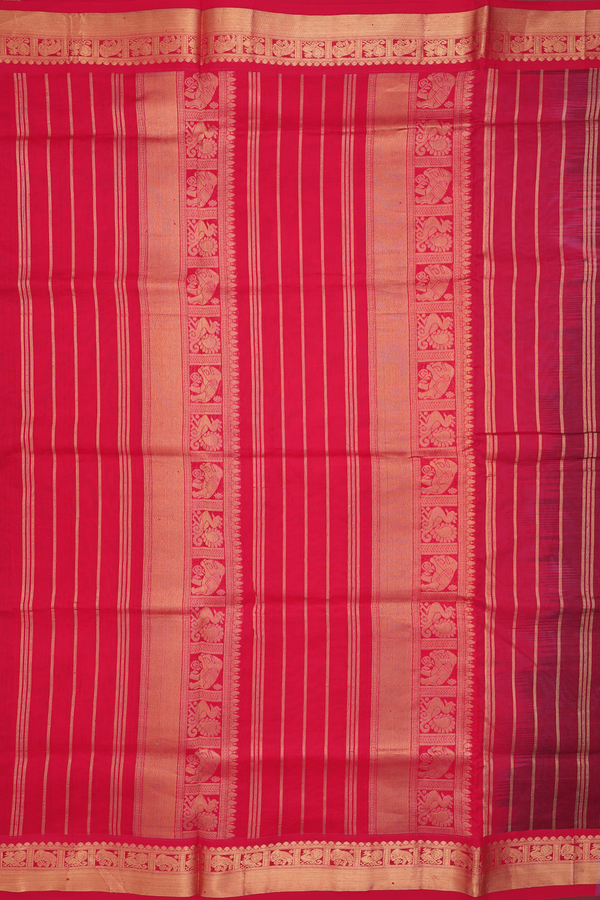 Semi Silk Cotton Saree In Cerulean Blue With Zari Border