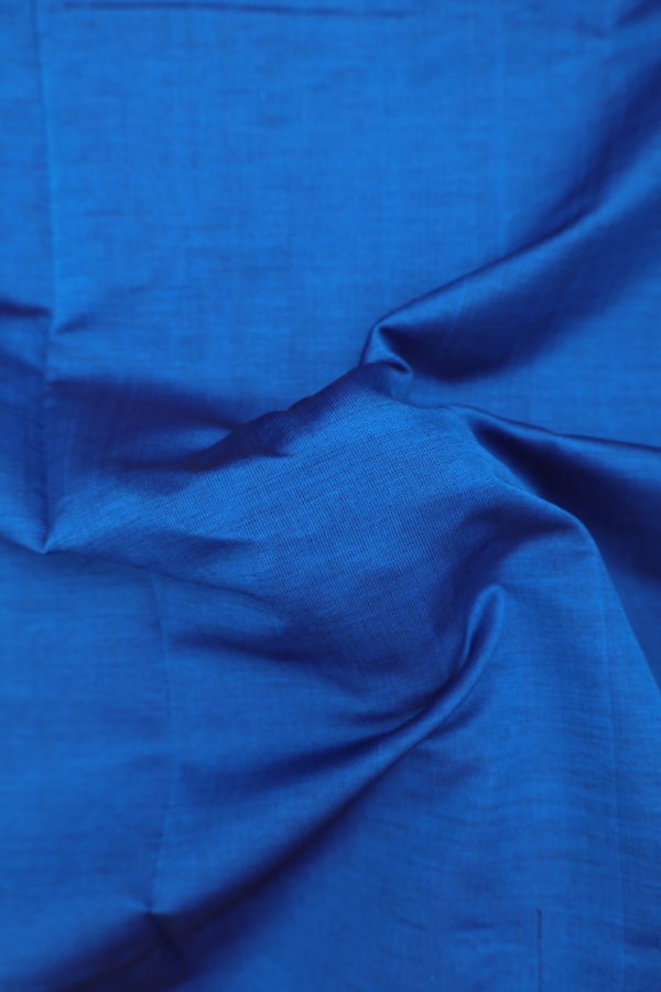 Semi Silk Cotton Saree In Cerulean Blue With Zari Border