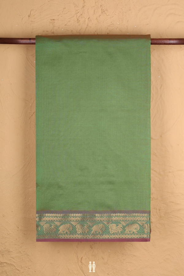 Semi Silk Cotton Saree In Dual Tone With Zari Border
