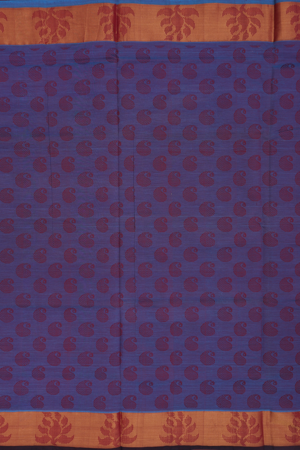 Semi Silk Cotton Saree In Dual Tone With Paisley Buttas