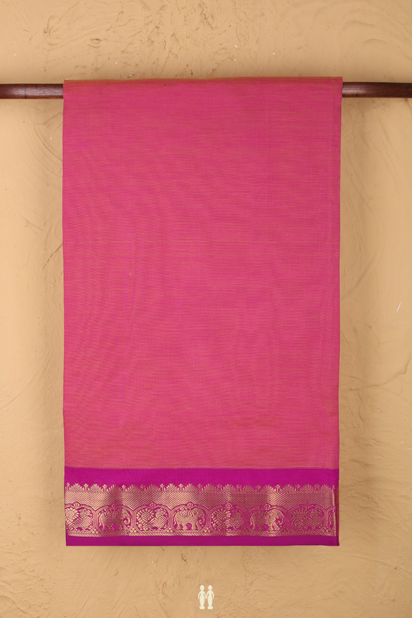 Semi Silk Cotton Saree In Dual Tone With Peacock Border