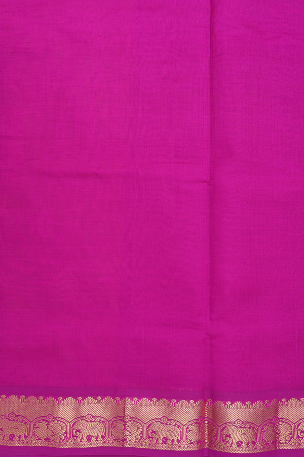 Semi Silk Cotton Saree In Dual Tone With Peacock Border