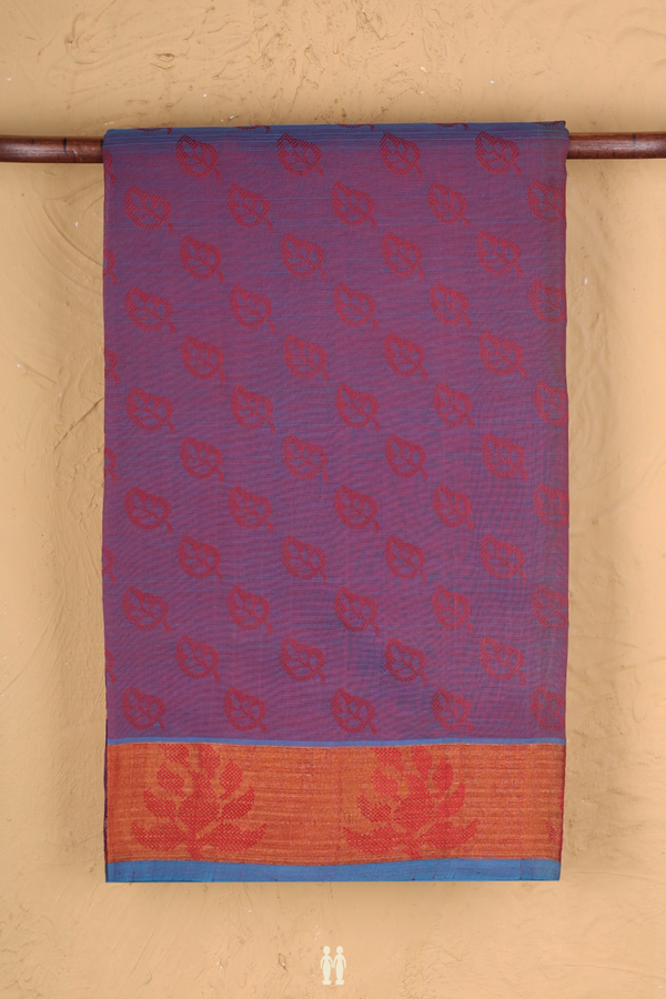 Semi Silk Cotton Saree In Dual Tone With Threadwork Buttas