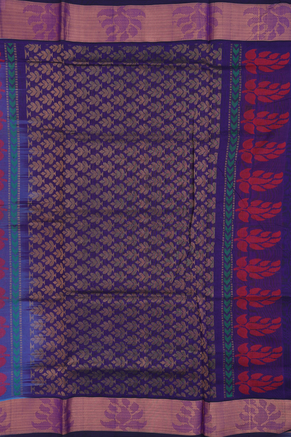 Semi Silk Cotton Saree In Dual Tone With Threadwork Buttas