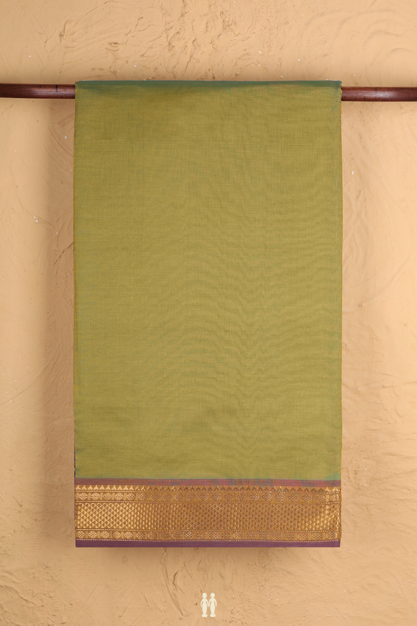 Semi Silk Cotton Saree In Dual Tone With Zari Border