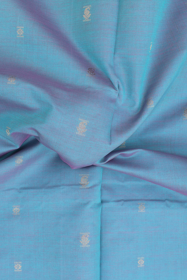 Semi Silk Cotton Saree In Dual Tone With Zari Buttas