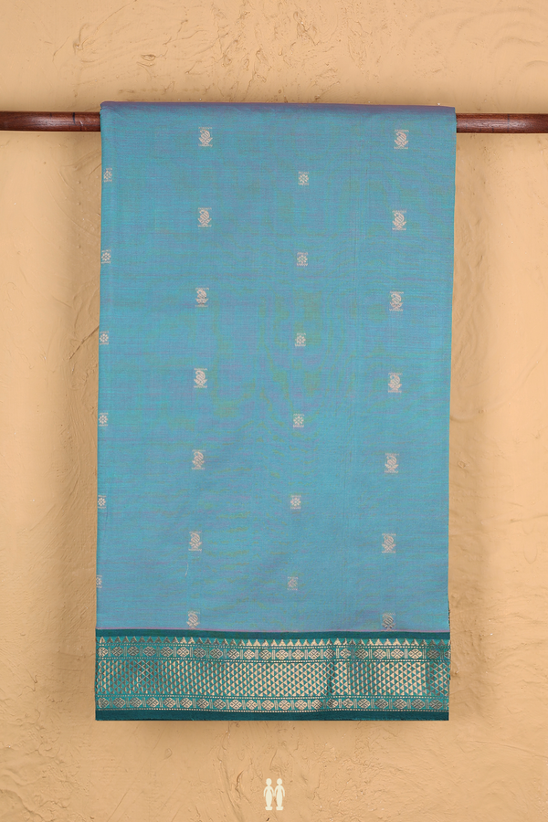 Semi Silk Cotton Saree In Dual Tone With Zari Buttas