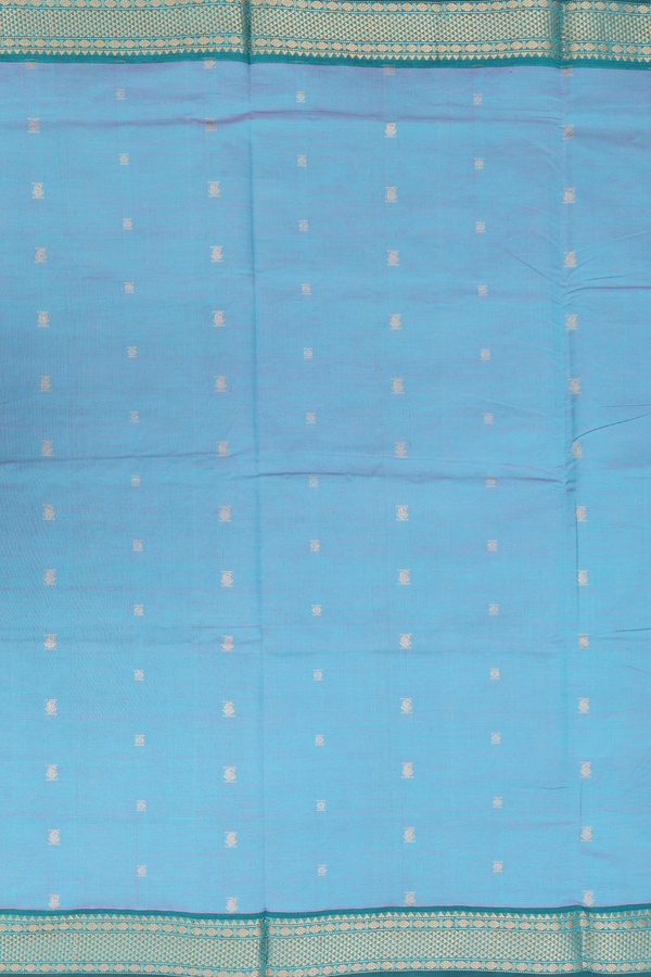 Semi Silk Cotton Saree In Dual Tone With Zari Buttas