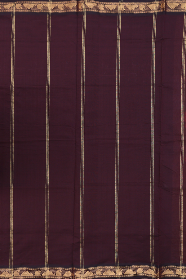 Semi Silk Cotton Saree In Dusty Rose With Paisley Border