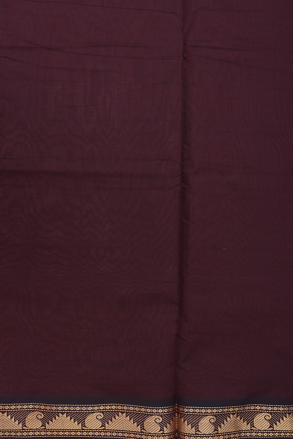 Semi Silk Cotton Saree In Dusty Rose With Paisley Border