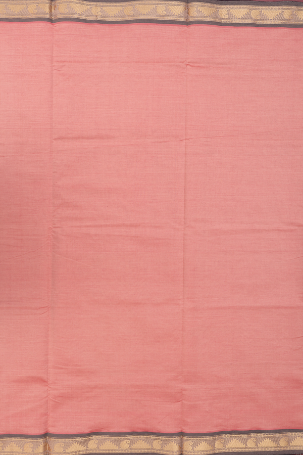 Semi Silk Cotton Saree In Dusty Rose With Paisley Border