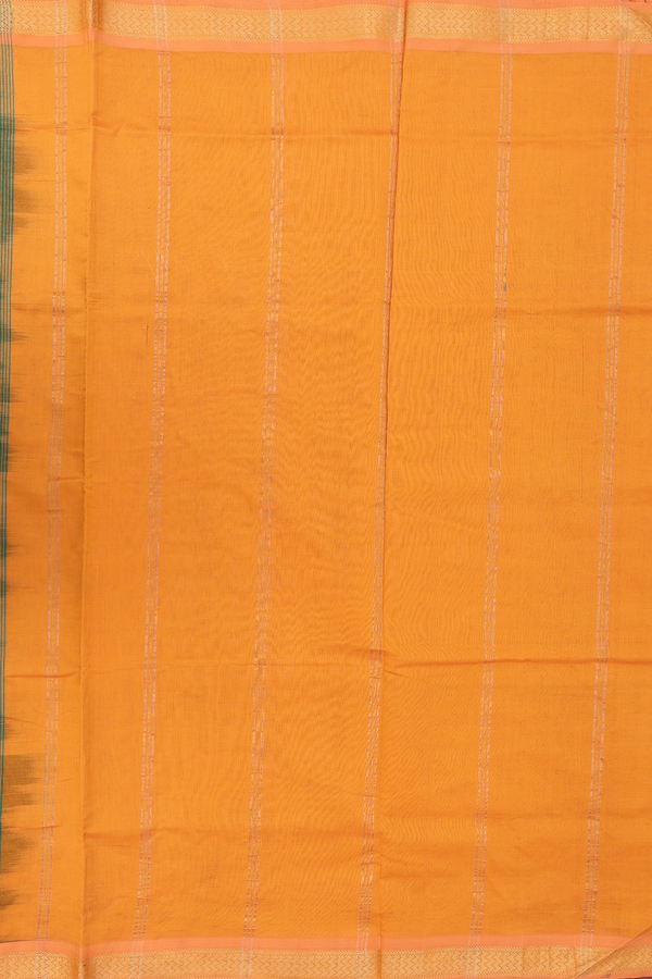 Semi Silk Cotton Saree In Emerald Green With Contrast Border