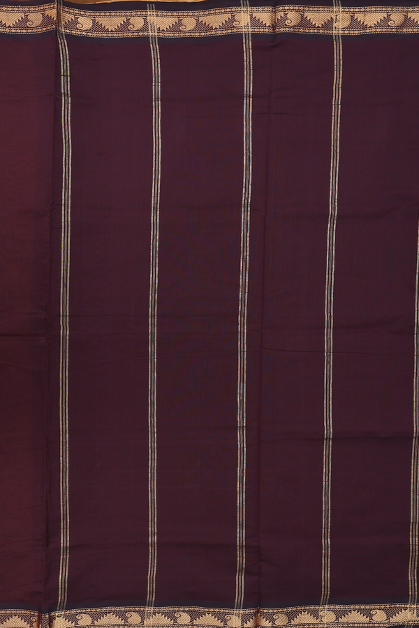 Semi Silk Cotton Saree In Ginger Orange With Paisley Border