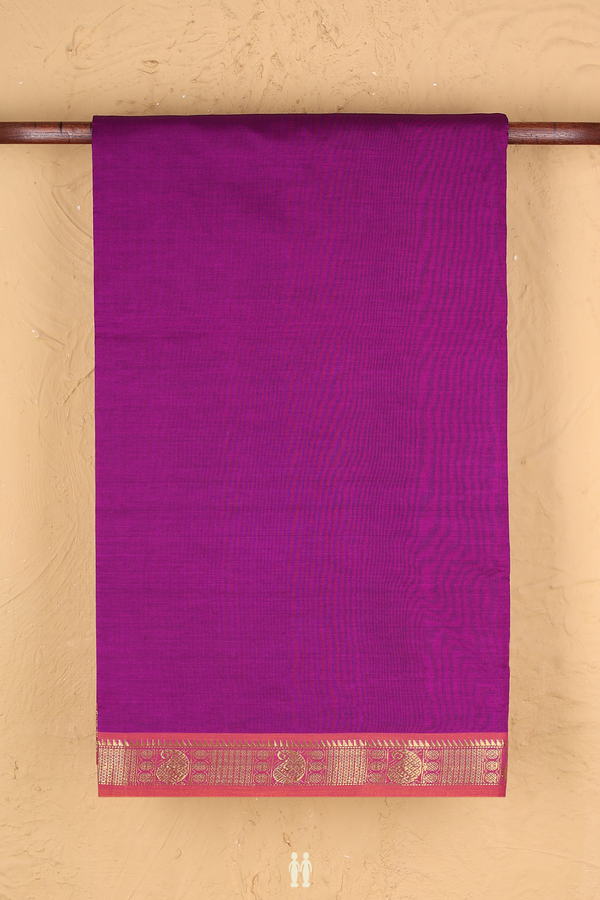 Semi Silk Cotton Saree In Grape Purple With Contrast Border
