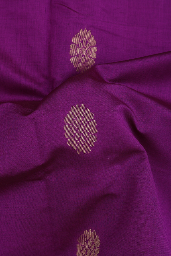 Semi Silk Cotton Saree In Grape Purple With Floral Buttas