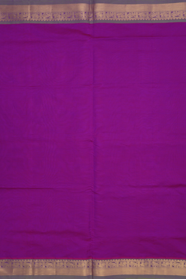 Semi Silk Cotton Saree In Grape Purple With Peacock Border