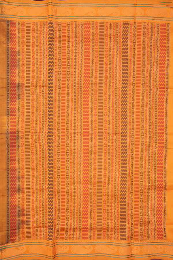 Semi Silk Cotton Saree In Maroon With Paisley Buttas