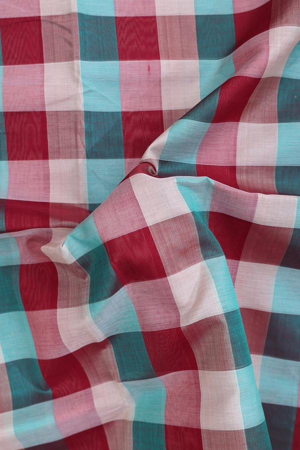 Semi Silk Cotton Saree In Multicolor With Checks Design