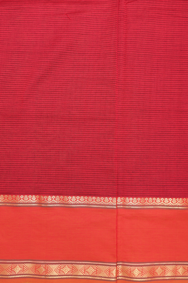 Semi Silk Cotton Saree In Olive Green With Stripes Design