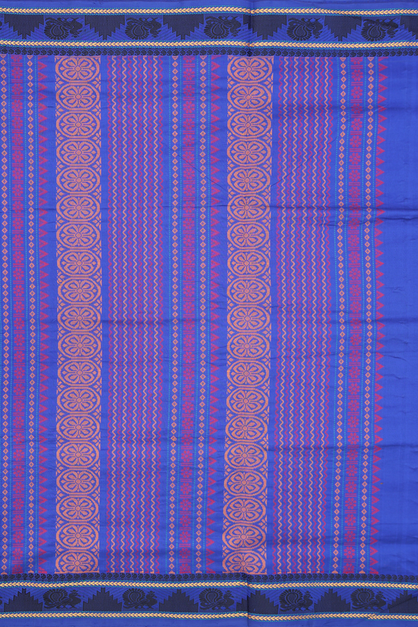 Semi Silk Cotton Saree In Orange With Peacock Buttas