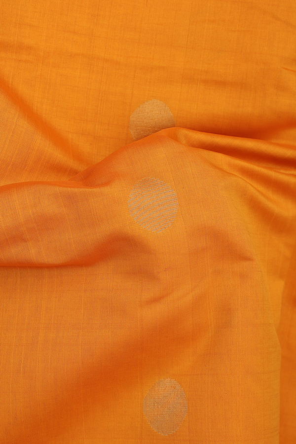 Semi Silk Cotton Saree In Orange With Zari Buttas