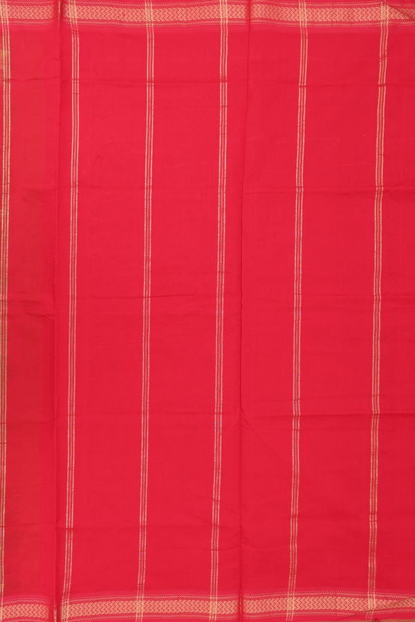 Semi Silk Cotton Saree In Parrot Green With Contrast Border