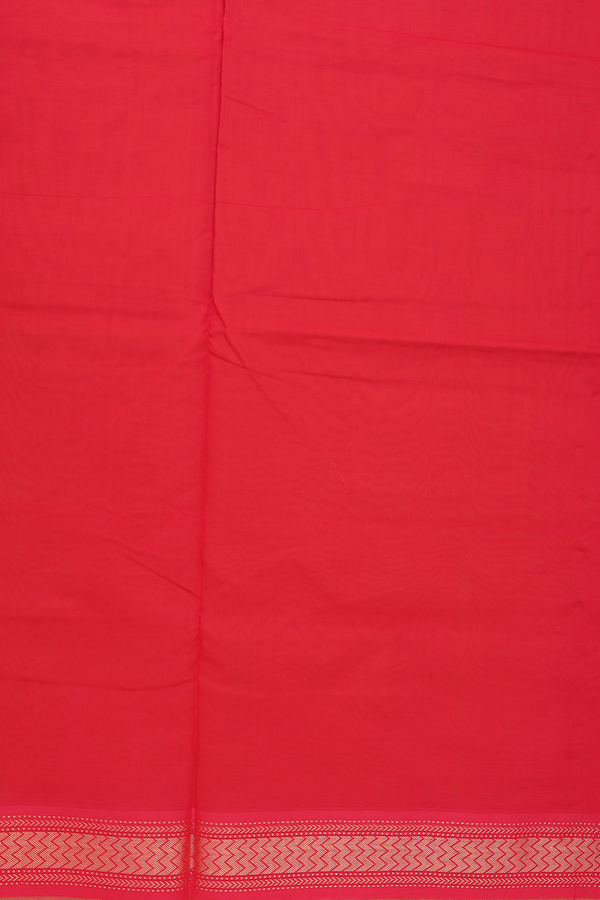 Semi Silk Cotton Saree In Parrot Green With Contrast Border