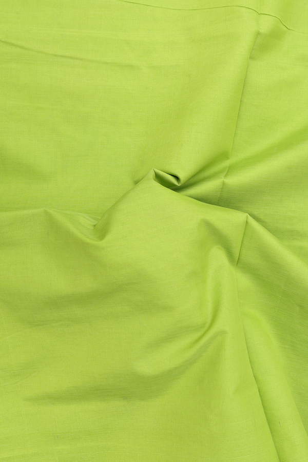 Semi Silk Cotton Saree In Parrot Green With Contrast Border