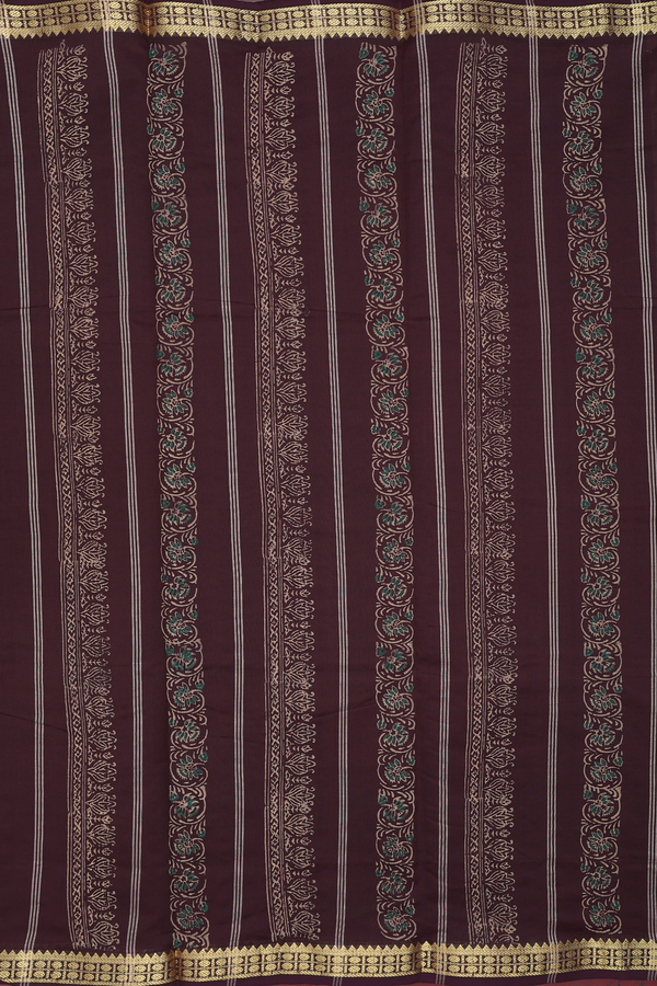 Semi Silk Cotton Saree In Pastel Brown With Floral Buttas
