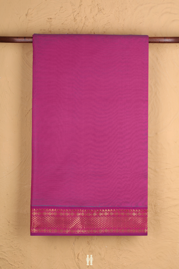 Semi Silk Cotton Saree In Purple Rose With Zari Border