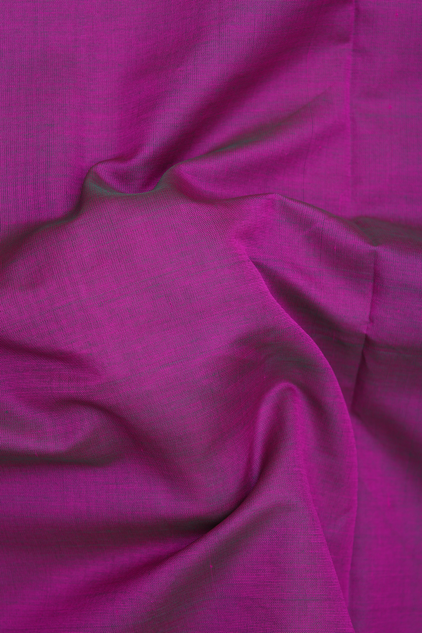 Semi Silk Cotton Saree In Purple With Peacock Border
