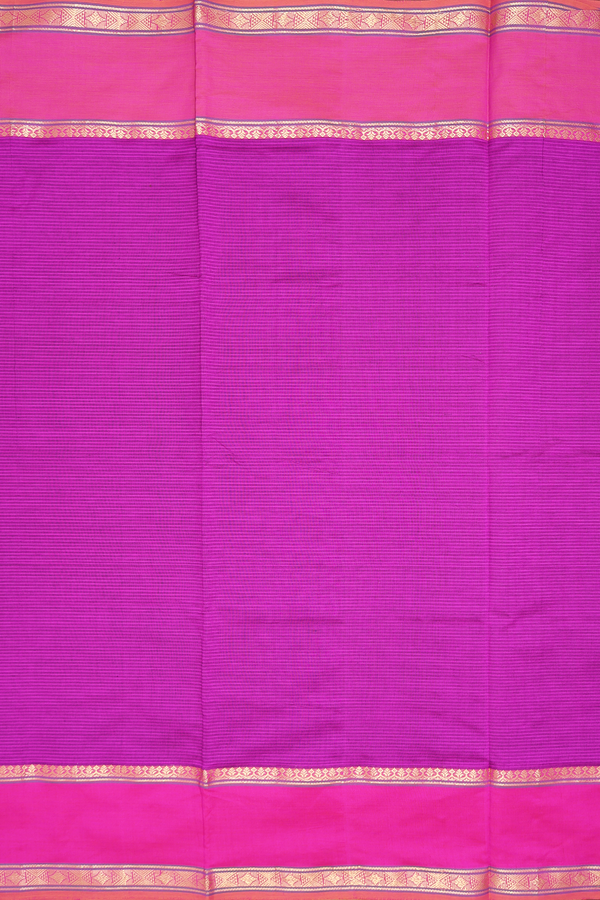 Semi Silk Cotton Saree In Purple Rose With Stripes Design