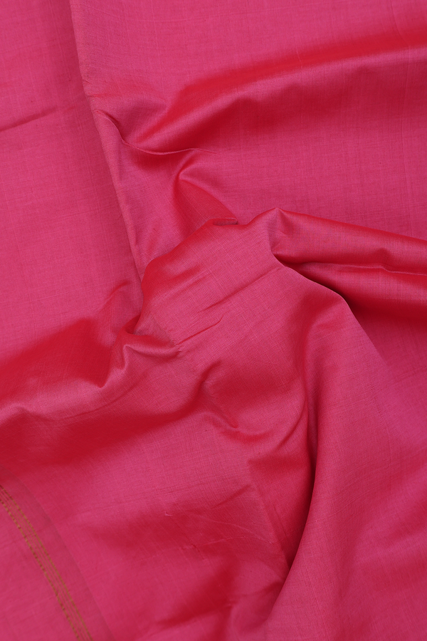 Semi Silk Cotton Saree In Rani Pink With Zari Border