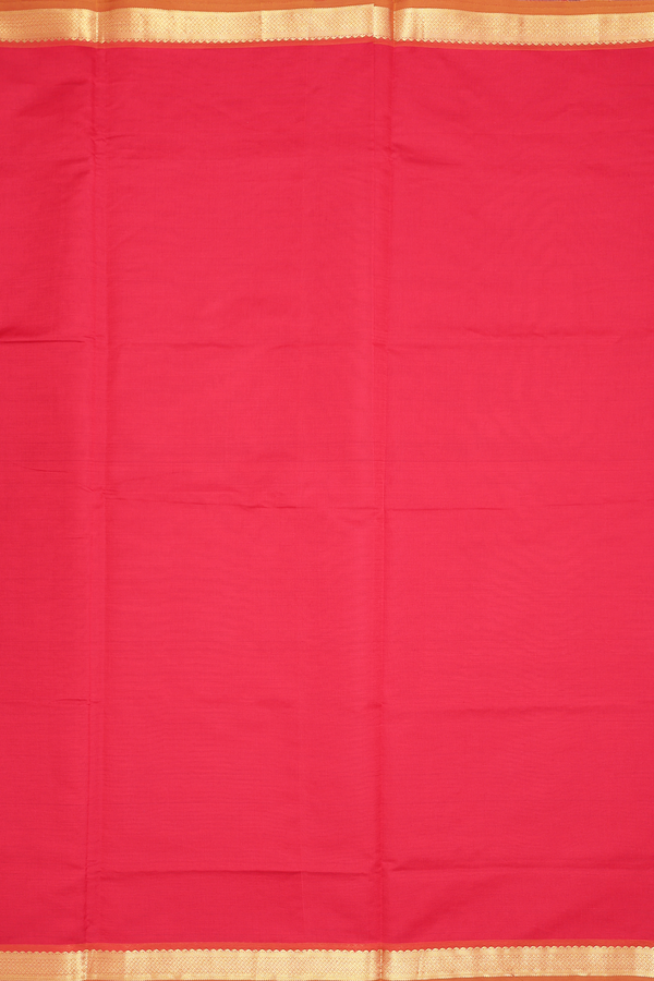 Semi Silk Cotton Saree In Red With Contrast Border