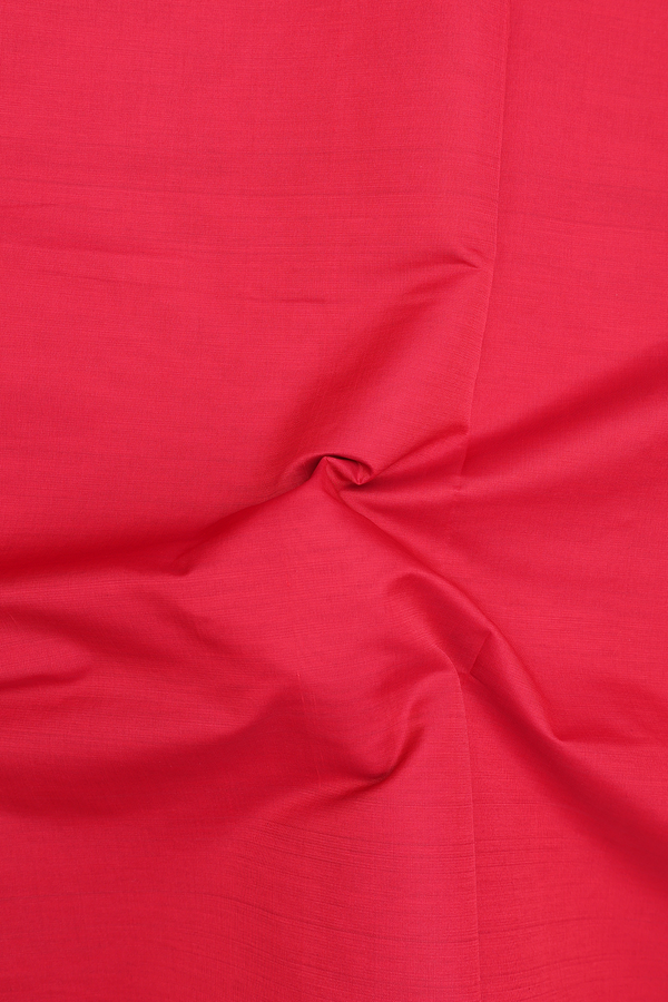 Semi Silk Cotton Saree In Red With Contrast Border