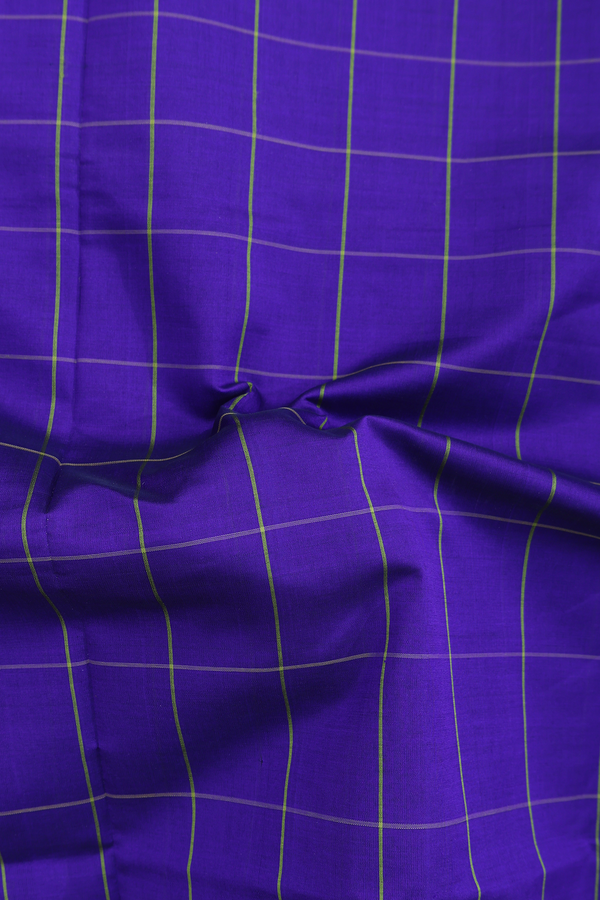 Semi Silk Cotton Saree In Royal Blue With Checks Design